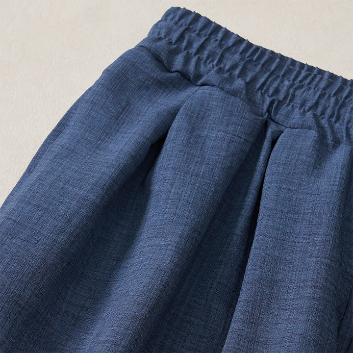 Buddha Stones Spring Basic Retro Drawstring Solid Long Pants Men's Harem Pants With Pockets - image 7