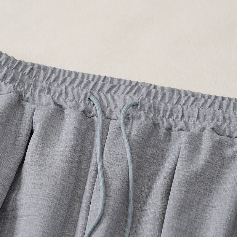 Buddha Stones Spring Basic Retro Drawstring Solid Long Pants Men's Harem Pants With Pockets - image 16