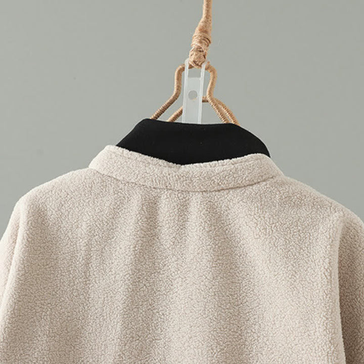 Buddha Stones Winter Casual Tang Style Mandarin Collar Solid Women's Jacket With Pocket - image 9