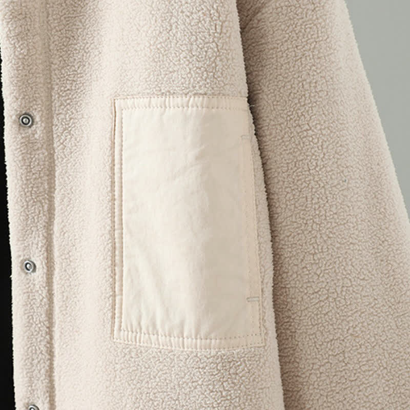 Buddha Stones Winter Casual Tang Style Mandarin Collar Solid Women's Jacket With Pocket - image 14