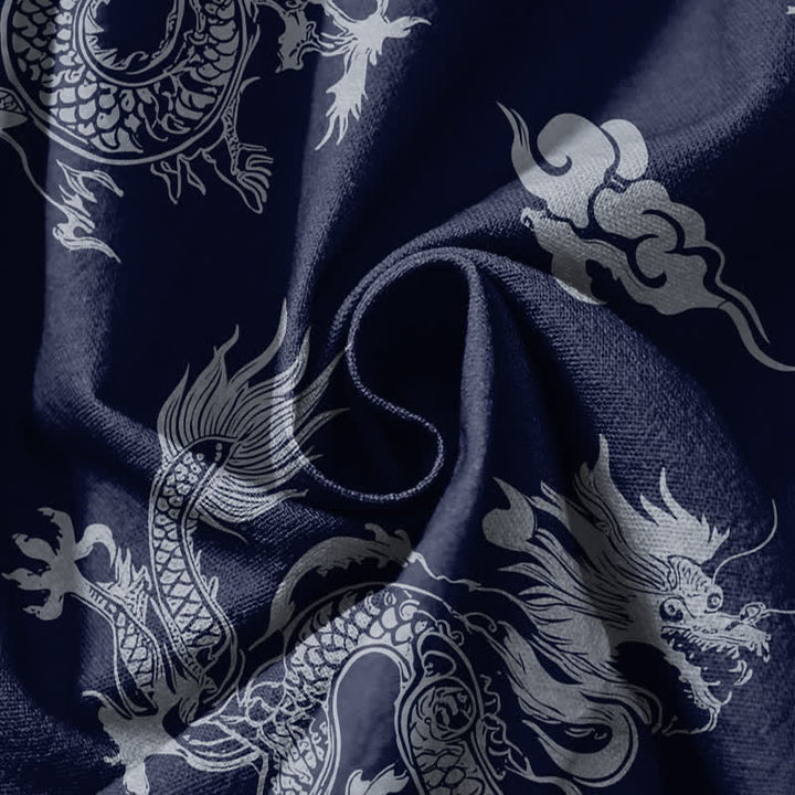 Buddha Stones Pure Cotton Dragon Clouds Pattern Drawstring Men's Harem Pants With Pockets - image 5