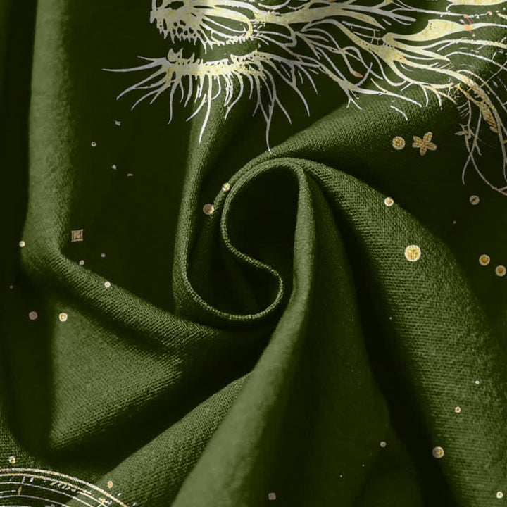 Buddha Stones Pure Cotton Golden Dragon Cloud Pattern Drawstring Men's Harem Pants With Pockets - image 17
