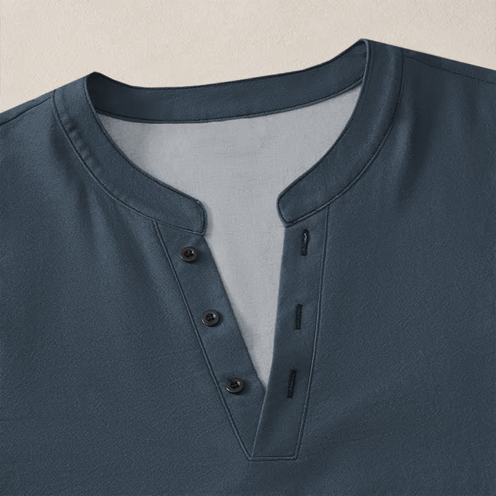 Buddha Stones Cotton White Bamboo Pattern V-Neck Buttons Men's Long Sleeve Shirts - image 4