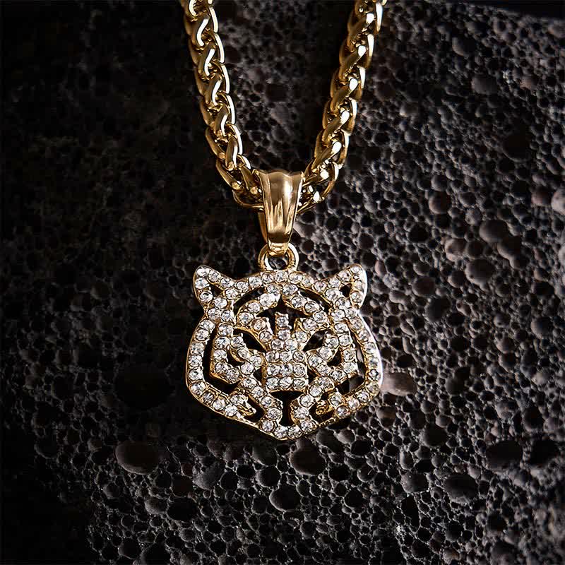 Buddha Stones Titanium Steel Chinese Zodiac Tiger Head Strength Necklace - image 3
