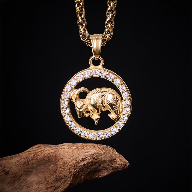 Buddha Stones Titanium Steel Chinese Zodiac Goat Dragon Tiger Ox Luck Pendant Necklace - image 1