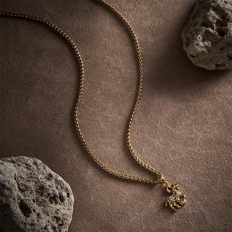 Buddha Stones Titanium Steel Chinese Zodiac Goat Prosperity Pendant Necklace - image 6