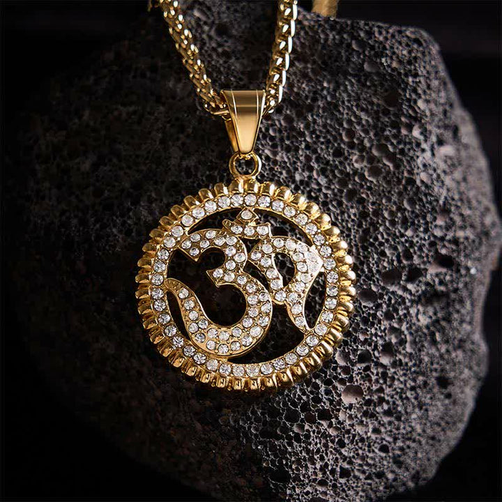 Buddha Stones Titanium Steel OM Pendant Necklace for Strength and Mindfulness - image 8