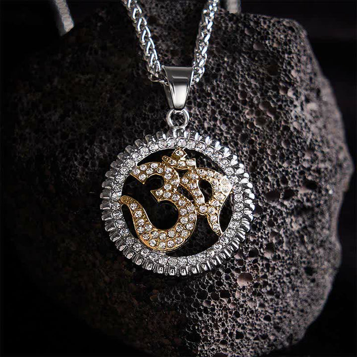 Buddha Stones Titanium Steel OM Pendant Necklace for Strength and Mindfulness - image 12