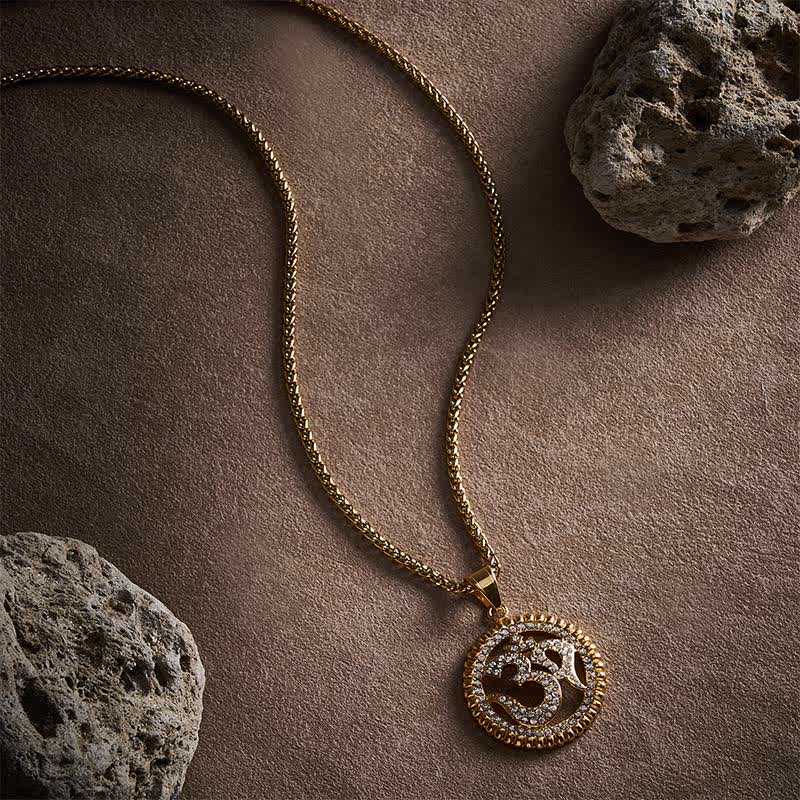 Buddha Stones Titanium Steel OM Pendant Necklace for Strength and Mindfulness - image 7