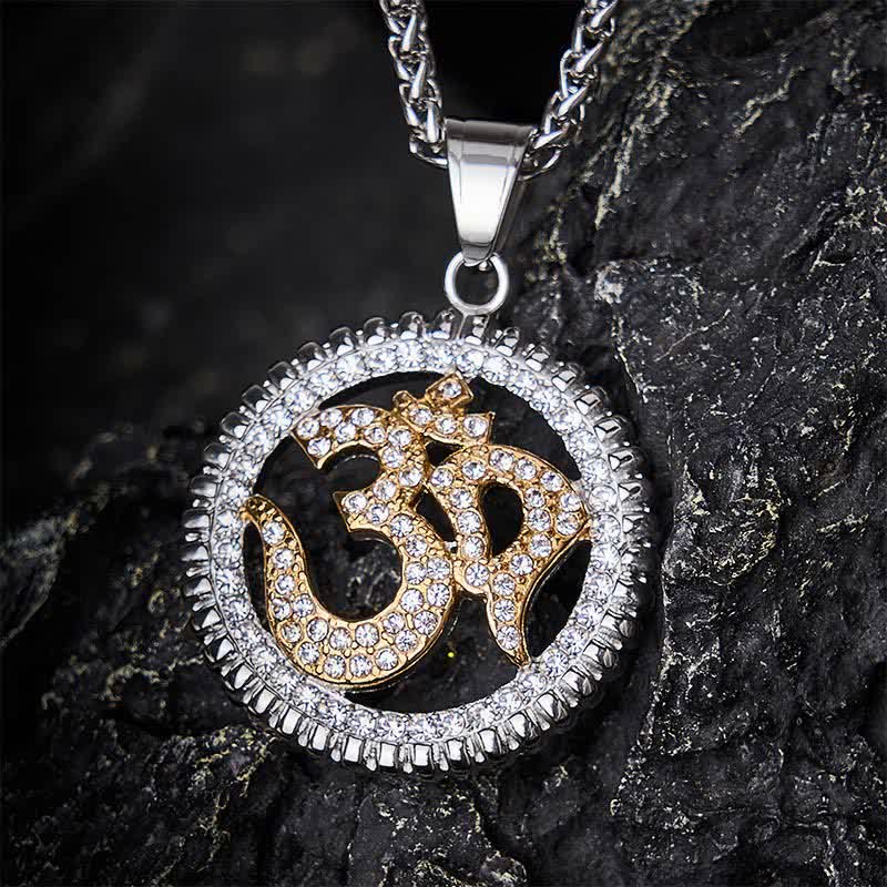 Buddha Stones Titanium Steel OM Pendant Necklace for Strength and Mindfulness - image 14