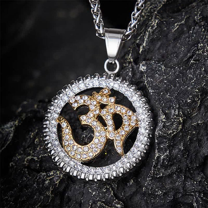 Buddha Stones Titanium Steel OM Pendant Necklace for Strength and Mindfulness - image 14