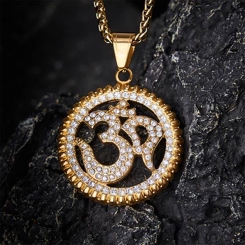 Buddha Stones Titanium Steel OM Pendant Necklace for Strength and Mindfulness - image 2