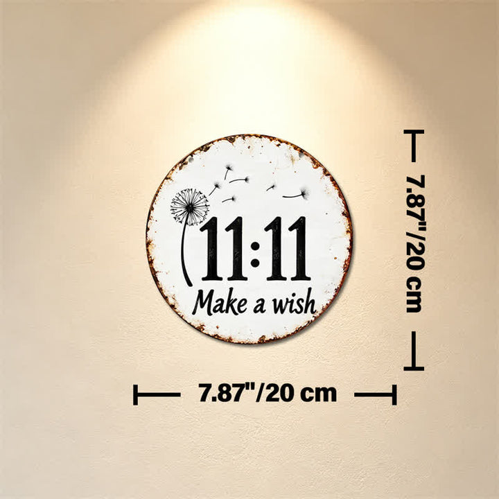 Buddha Stones Vintage 11:11 Make A Wish Angel Number Round Metal Iron Meaningful Symbols Wall Art - Approx. 20cm x 20cm x 0.1cm / 7.87in x 7.87in x 0.04in - image 2