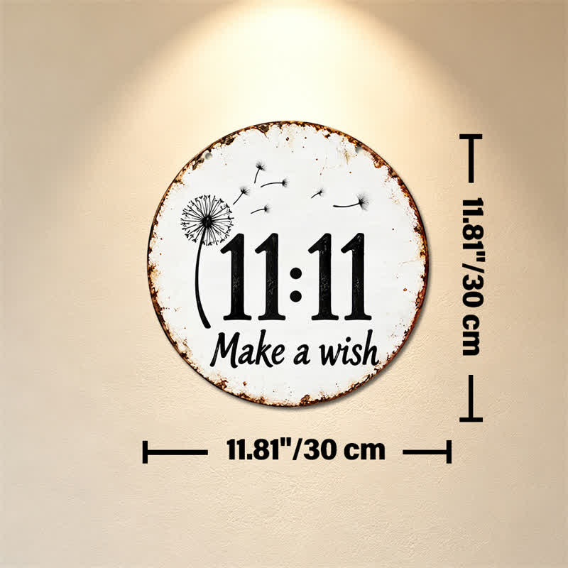 Buddha Stones Vintage 11:11 Make A Wish Angel Number Round Metal Iron Meaningful Symbols Wall Art - Approx. 30cm x 30cm x 0.1cm / 11.81in x 11.81in x 0.04in - image 5