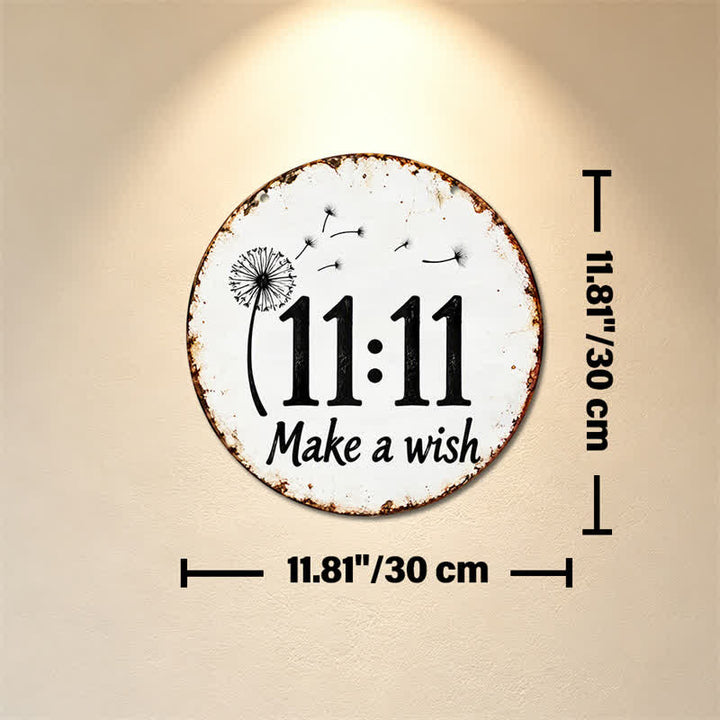 Buddha Stones Vintage 11:11 Make A Wish Angel Number Round Metal Iron Meaningful Symbols Wall Art - Approx. 30cm x 30cm x 0.1cm / 11.81in x 11.81in x 0.04in - image 5