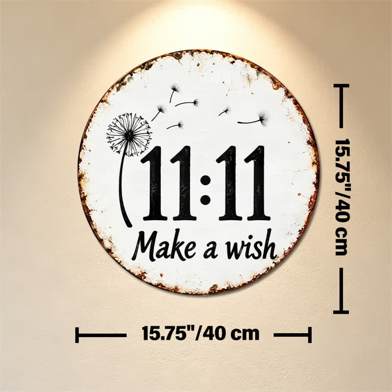 Buddha Stones Vintage 11:11 Make A Wish Angel Number Round Metal Iron Meaningful Symbols Wall Art - Approx. 40cm x 40cm x 0.1cm / 15.75in x 15.75in x 0.04in - image 7