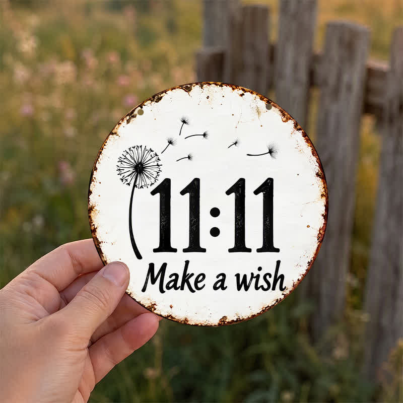 Buddha Stones Vintage 11:11 Make A Wish Angel Number Round Metal Iron Meaningful Symbols Wall Art - image 4
