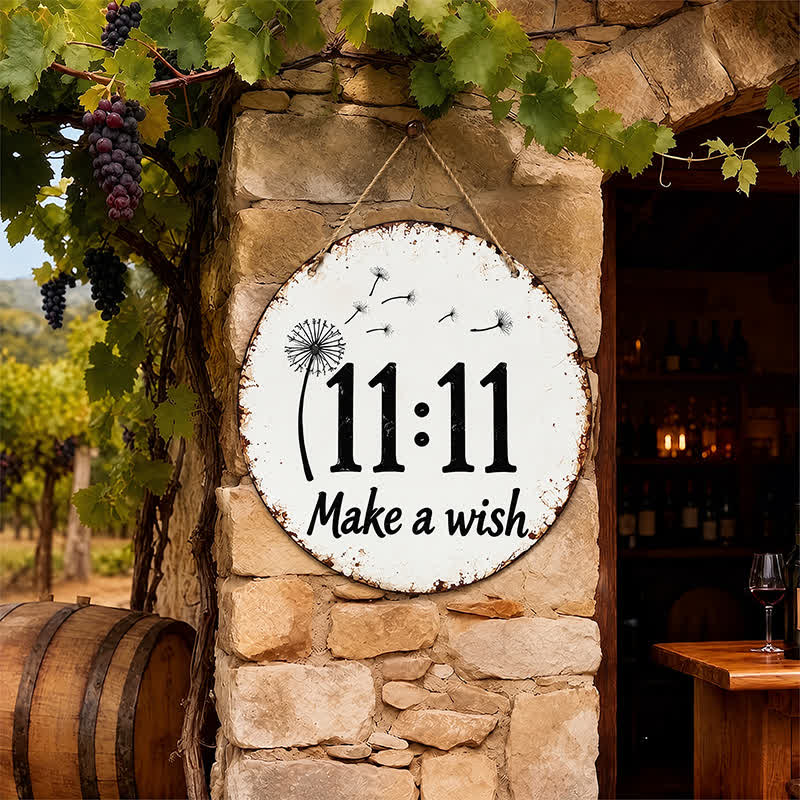 Buddha Stones Vintage 11:11 Make A Wish Angel Number Round Metal Iron Meaningful Symbols Wall Art - image 8