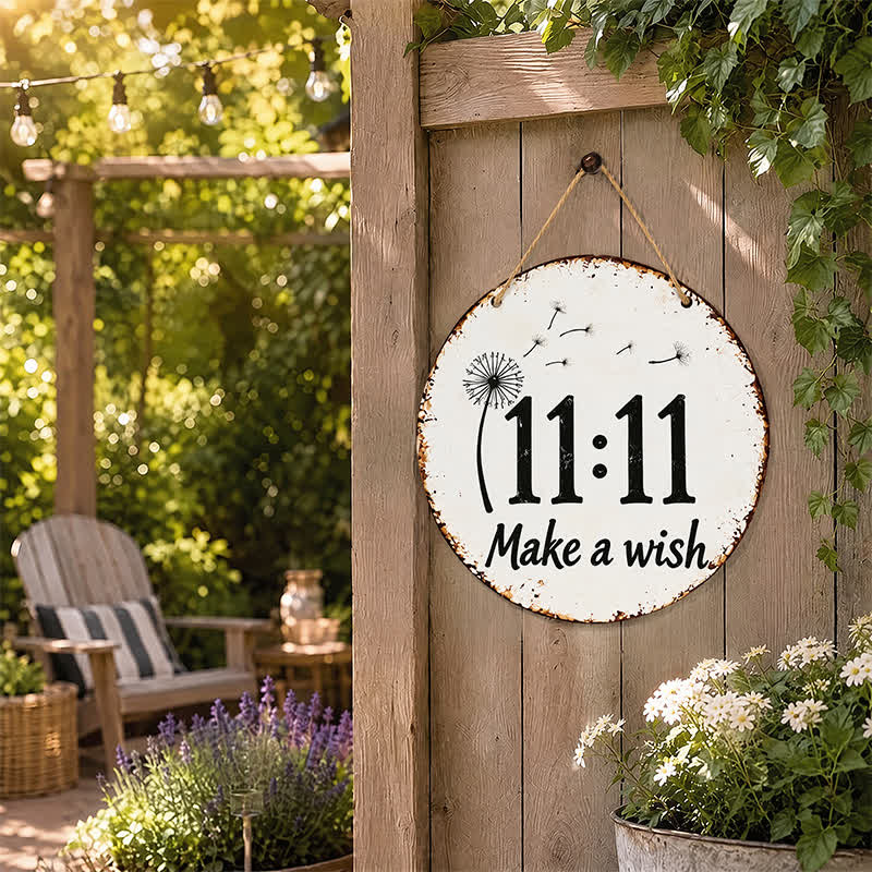 Buddha Stones Vintage 11:11 Make A Wish Angel Number Round Metal Iron Meaningful Symbols Wall Art - image 6