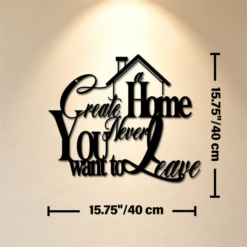 Buddha Stones "Create a Home You Never Want to Leave" Quote Metal Sign Iron Meaningful Symbols Wall Art - Approx. 40cm x 40cm x 0.1cm / 15.75in x 15.75in x 0.04in - image 8