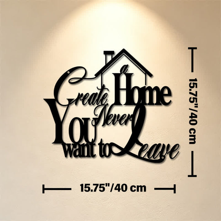 Buddha Stones "Create a Home You Never Want to Leave" Quote Metal Sign Iron Meaningful Symbols Wall Art - Approx. 40cm x 40cm x 0.1cm / 15.75in x 15.75in x 0.04in - image 8