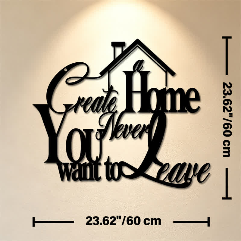 Buddha Stones "Create a Home You Never Want to Leave" Quote Metal Sign Iron Meaningful Symbols Wall Art - Approx. 60cm x 60cm x 0.12cm / 23.62in x 23.62in x 0.05in - image 12
