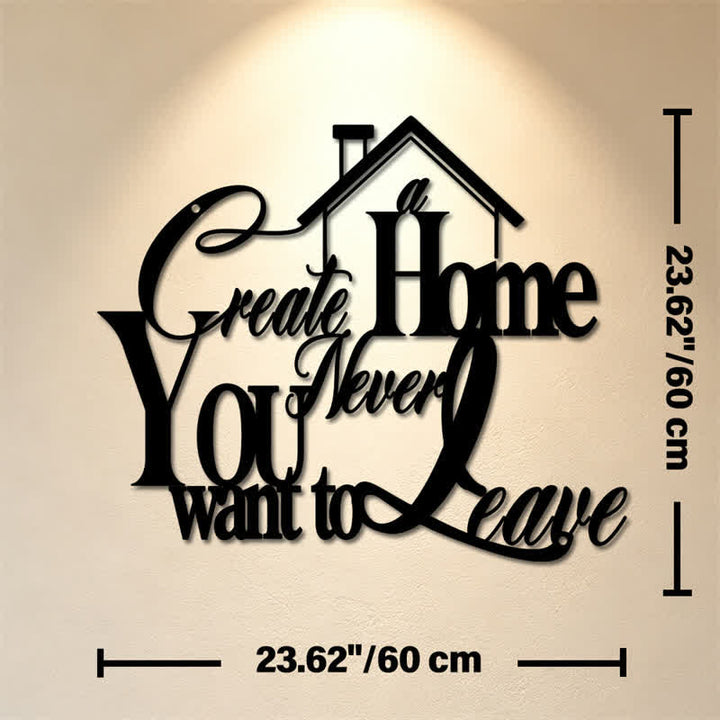 Buddha Stones "Create a Home You Never Want to Leave" Quote Metal Sign Iron Meaningful Symbols Wall Art - Approx. 60cm x 60cm x 0.12cm / 23.62in x 23.62in x 0.05in - image 12