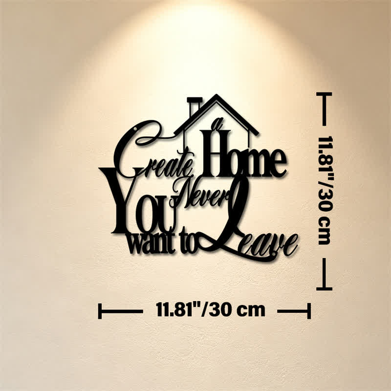 Buddha Stones "Create a Home You Never Want to Leave" Quote Metal Sign Iron Meaningful Symbols Wall Art - Approx. 30cm x 30cm x 0.1cm / 11.81in x 11.81in x 0.04in - image 4