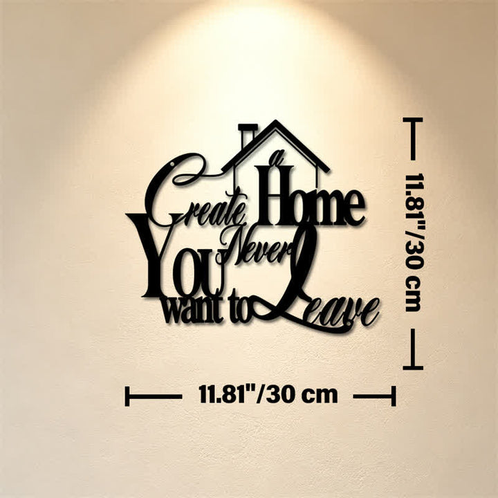 Buddha Stones "Create a Home You Never Want to Leave" Quote Metal Sign Iron Meaningful Symbols Wall Art - Approx. 30cm x 30cm x 0.1cm / 11.81in x 11.81in x 0.04in - image 4