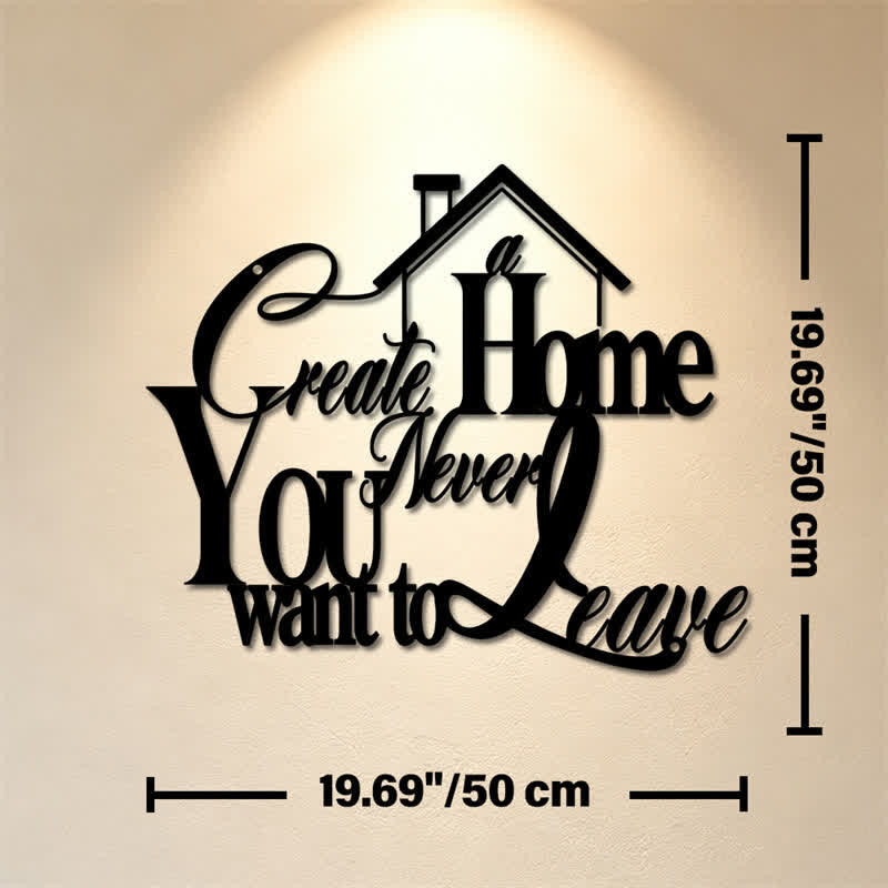 Buddha Stones "Create a Home You Never Want to Leave" Quote Metal Sign Iron Meaningful Symbols Wall Art - Approx. 50cm x 50cm x 0.12cm / 19.69in x 19.69in x 0.05in - image 10