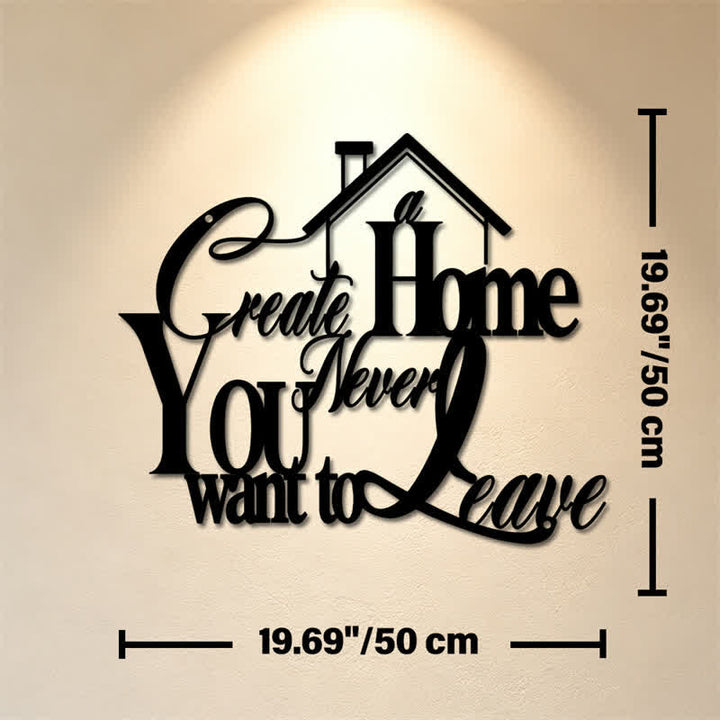 Buddha Stones "Create a Home You Never Want to Leave" Quote Metal Sign Iron Meaningful Symbols Wall Art - Approx. 50cm x 50cm x 0.12cm / 19.69in x 19.69in x 0.05in - image 10