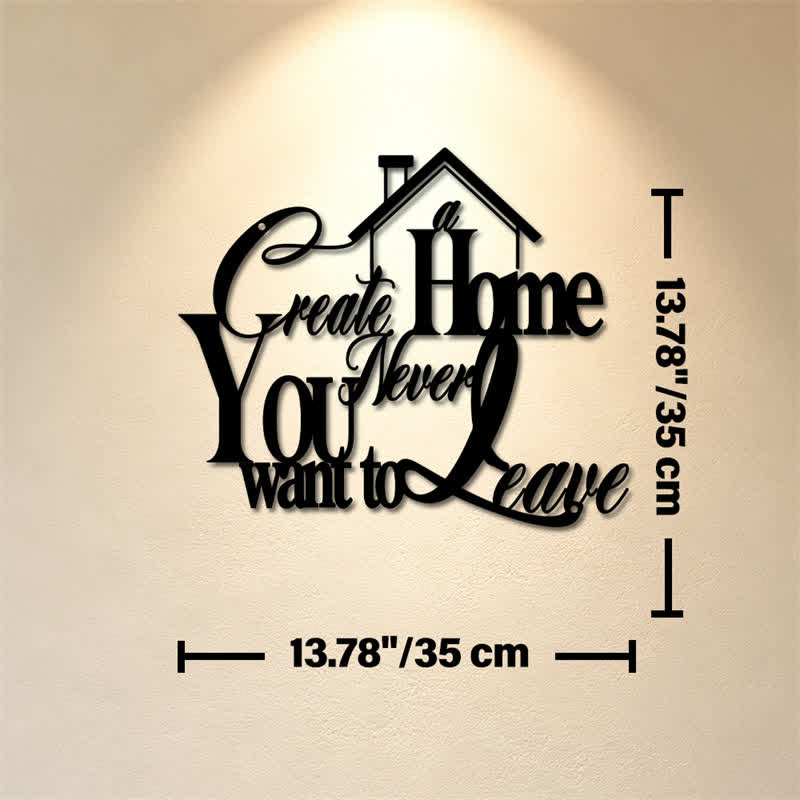 Buddha Stones "Create a Home You Never Want to Leave" Quote Metal Sign Iron Meaningful Symbols Wall Art - Approx. 35cm x 35cm x 0.1cm / 13.78in x 13.78in x 0.04in - image 6