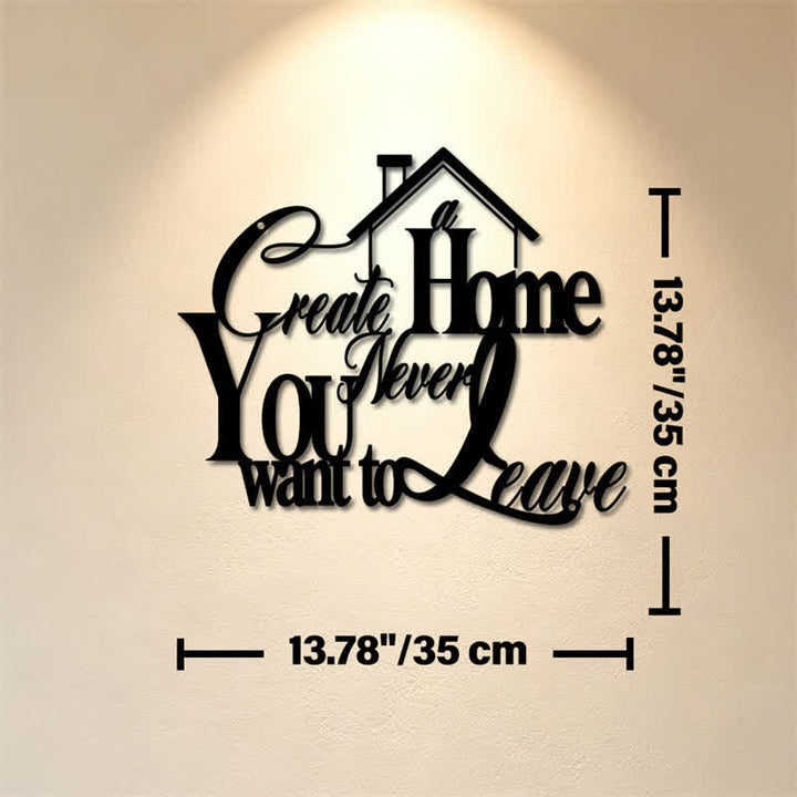 Buddha Stones "Create a Home You Never Want to Leave" Quote Metal Sign Iron Meaningful Symbols Wall Art - Approx. 35cm x 35cm x 0.1cm / 13.78in x 13.78in x 0.04in - image 6