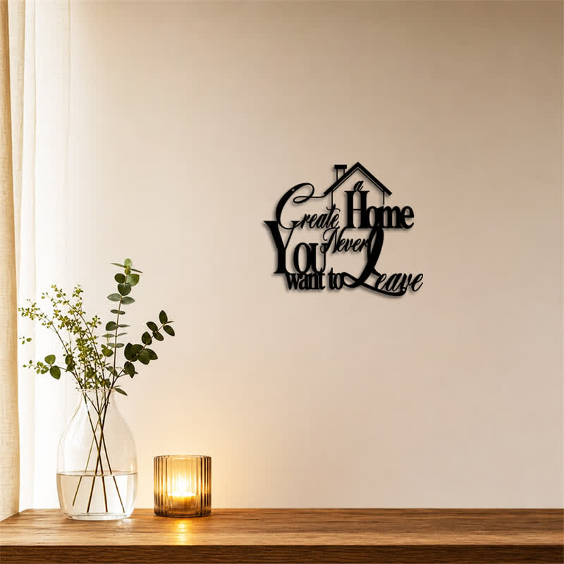 Buddha Stones "Create a Home You Never Want to Leave" Quote Metal Sign Iron Meaningful Symbols Wall Art - image 3