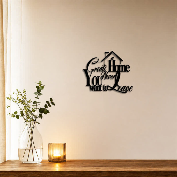 Buddha Stones "Create a Home You Never Want to Leave" Quote Metal Sign Iron Meaningful Symbols Wall Art - image 3