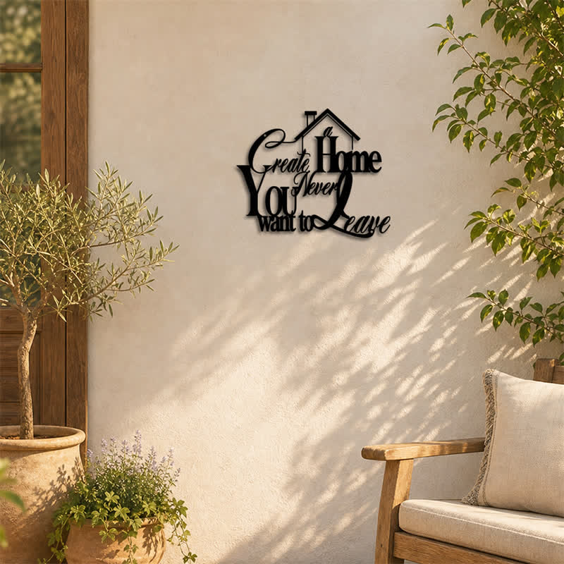 Buddha Stones "Create a Home You Never Want to Leave" Quote Metal Sign Iron Meaningful Symbols Wall Art - image 5