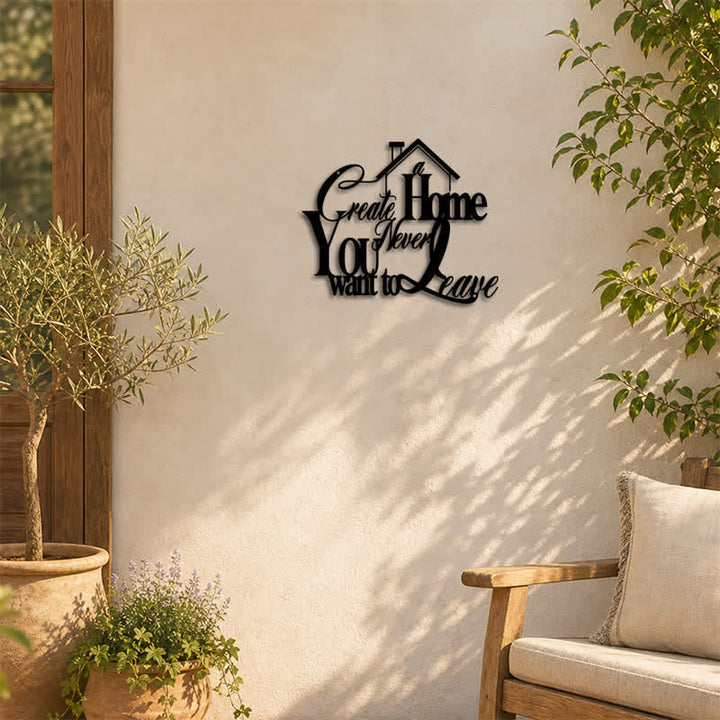 Buddha Stones "Create a Home You Never Want to Leave" Quote Metal Sign Iron Meaningful Symbols Wall Art - image 5