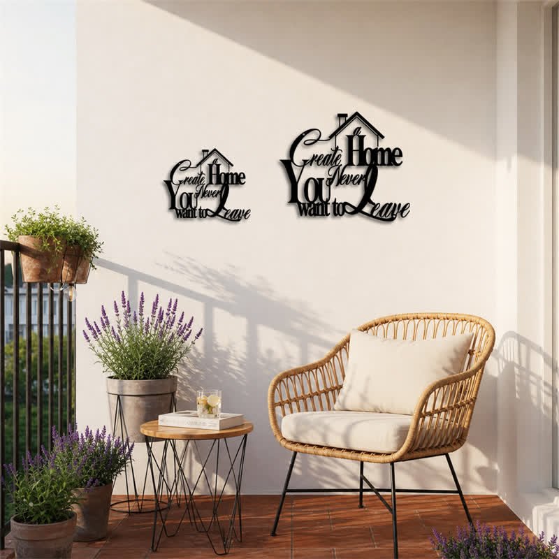Buddha Stones "Create a Home You Never Want to Leave" Quote Metal Sign Iron Meaningful Symbols Wall Art - image 9