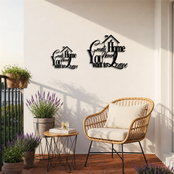 Buddha Stones "Create a Home You Never Want to Leave" Quote Metal Sign Iron Meaningful Symbols Wall Art - image 9