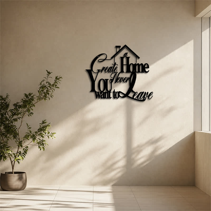 Buddha Stones "Create a Home You Never Want to Leave" Quote Metal Sign Iron Meaningful Symbols Wall Art - image 11