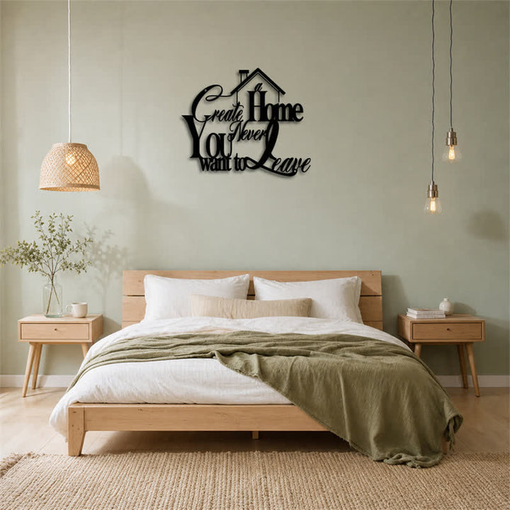 Buddha Stones "Create a Home You Never Want to Leave" Quote Metal Sign Iron Meaningful Symbols Wall Art - image 14