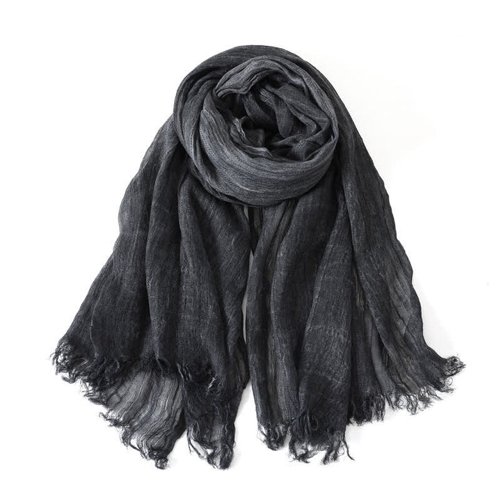 Buddha Stones Spring Fall Soft Textured Travel Tassel Men's Scarf - Black - image 2