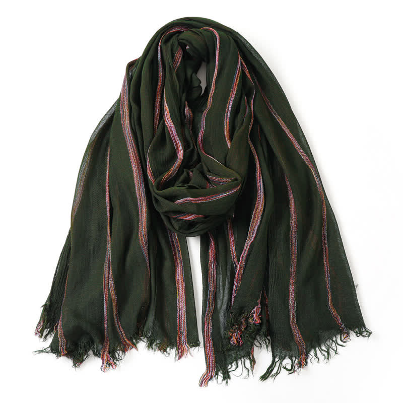Buddha Stones Spring Fall Multistripe Tassel Lightweight Men's Scarf - image 12