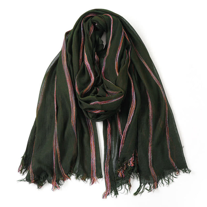 Buddha Stones Spring Fall Multistripe Tassel Lightweight Men's Scarf - image 12