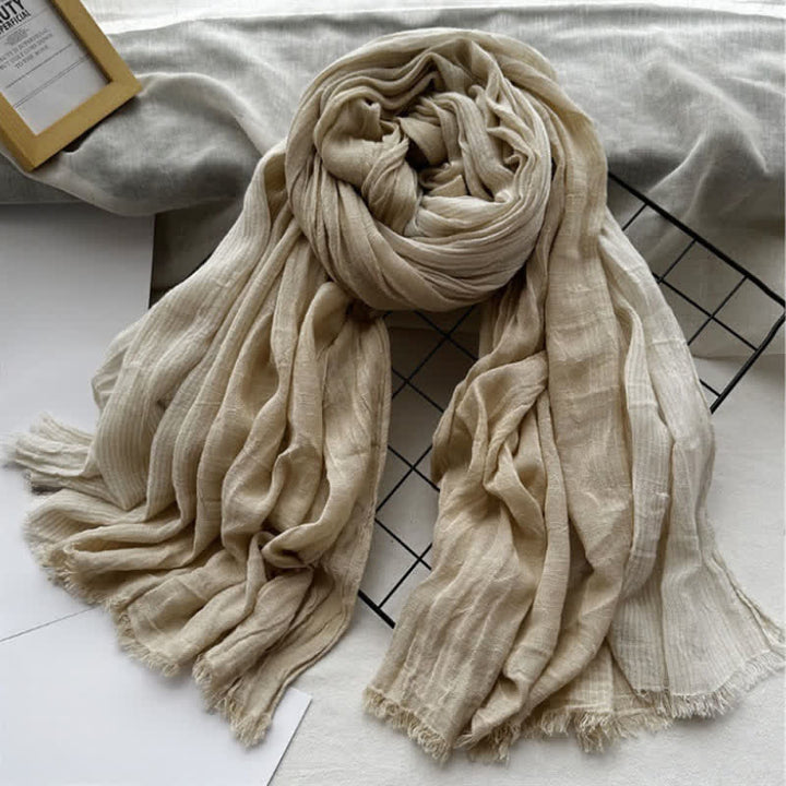 Buddha Stones Spring Fall Two Tone Fine Stripe Casual Tassel Men's Scarf - Beige - image 5