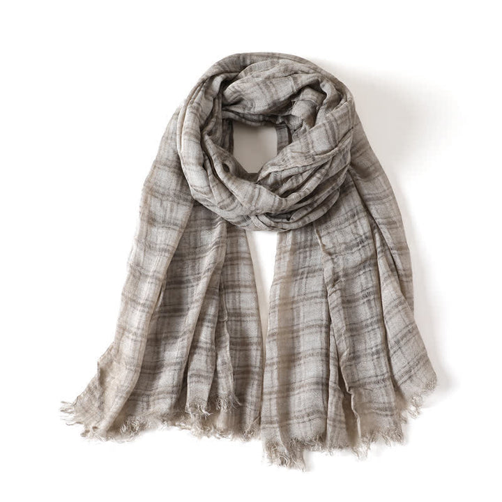 Buddha Stones Spring Fall Textured Checked Draped Men's Scarf - Silver - image 9