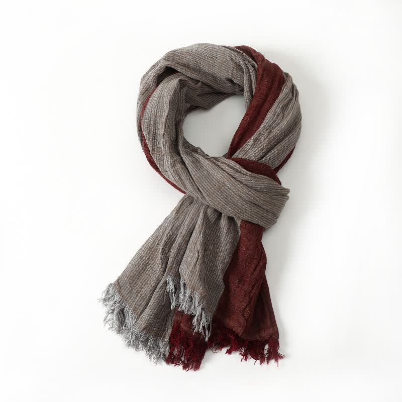 Buddha Stones Spring Fall Two Tone Olive Brown Crinkled Tassel Women's Scarf - image 4