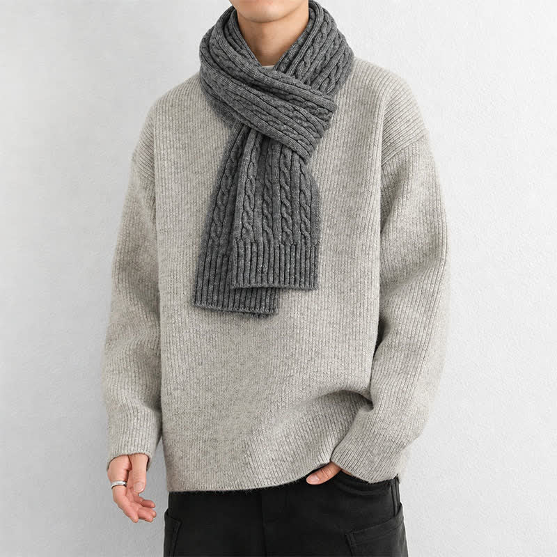 Buddha Stones Fall Winter Classic Cable Knit Cozy Men's Scarf - image 17