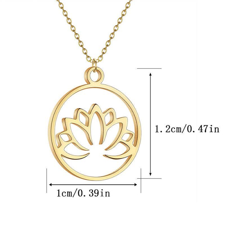 Buddha Stones Round Cutout Lotus Titanium Steel Protection and Enlightenment Necklace - image 8