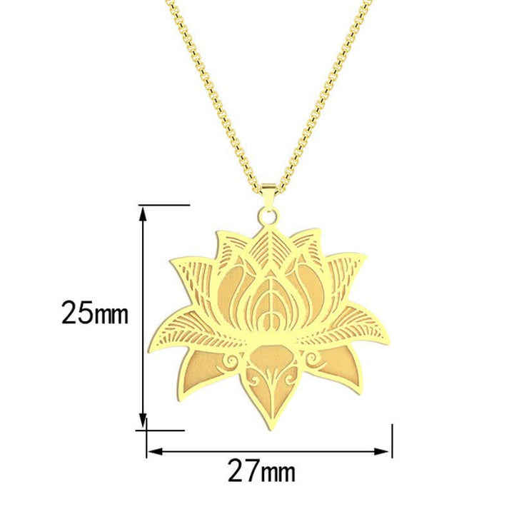 Buddha Stones Meditation Lotus Titanium Steel Chain Protection and Purity Necklace - image 7
